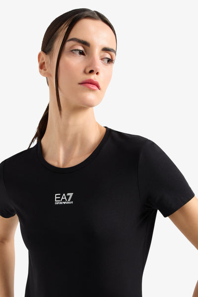 emporio armani ea7 T-Shirt Maniche Corte Logo Series Stretch Nero Donna, foto 2