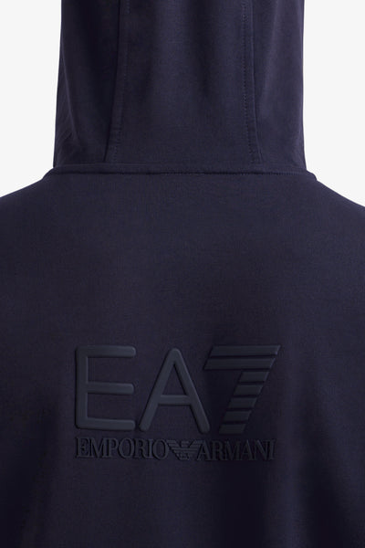 emporio armani ea7 Felpa Full Zip Con Cappuccio Visibility Logo Gommato Sul Retro Blu Uomo, foto 2