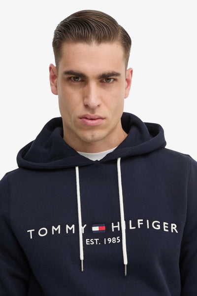 tommy hilfiger Felpa Con Cappuccio Flex Logo Ricamato Blu Uomo, foto 2