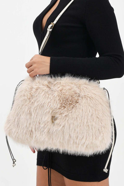pinko Borsa Maxi Clutch Con Tracolla Aspen In Eco Pelliccia Bianco Donna, foto 2