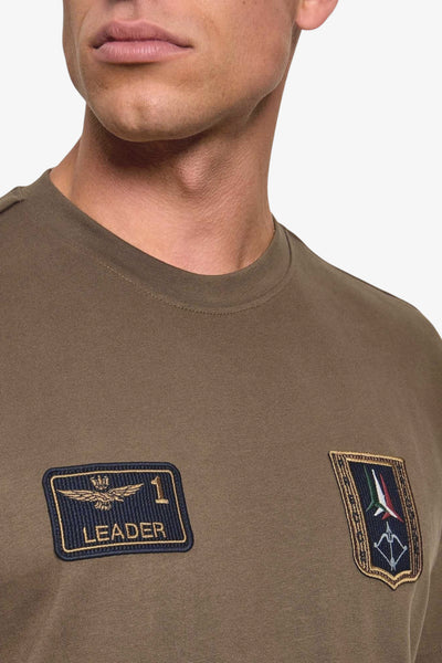 aeronautica militare T-Shirt Maniche Corte Leader Marrone Uomo, foto 2