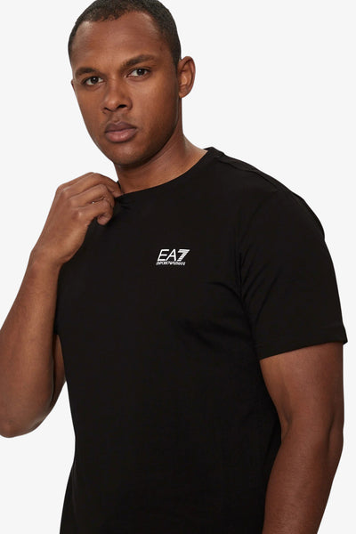 emporio armani ea7 T-Shirt Maniche Corte Elasticizzata In Cotone Pima Core Identity Nero Uomo, foto 2