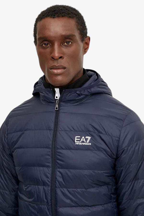 emporio armani ea7 Piumino Full Zip Con Cappuccio Packable Core Identity Blu Uomo, foto 2