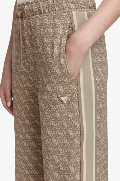 guess Pantaloni Con Bande E Logo 4g All-over Monaco Marrone Donna, foto 2