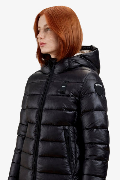 blauer Piumino Full Zip Con Cappuccio In Ovatta Termica Adelaide Nero Donna, foto 2
