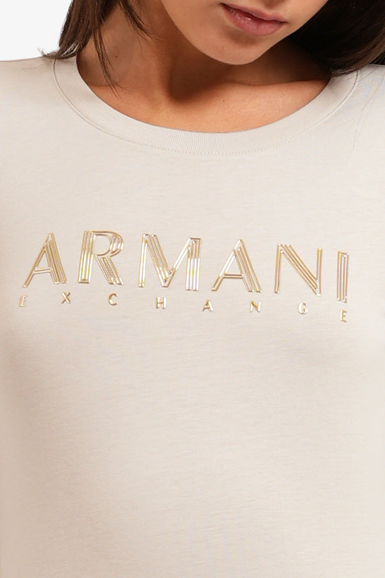  T-Shirt Maniche Lunghe Con Logo Metallizzato armani exchange 