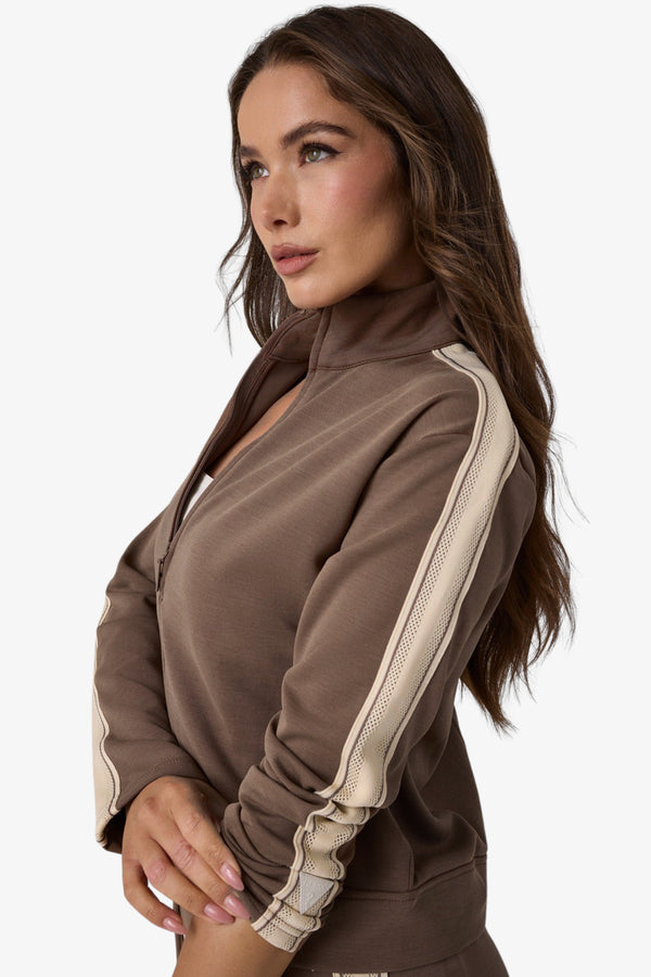 guess Felpa Full Zip Con Bande Merope Marrone Donna, foto 2