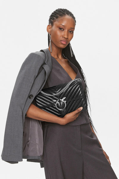 pinko Borsa A Tracolla Media Love Bag One Chevron Nero Donna, foto 2