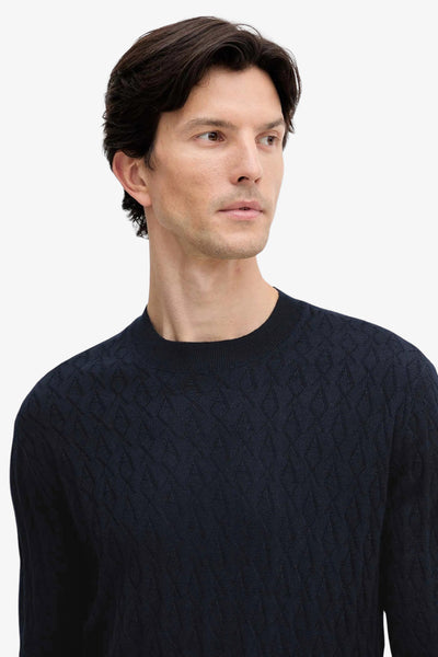 armani exchange Maglione Girocollo In Misto Lana Logo AX All-Over Blu Uomo, foto 2