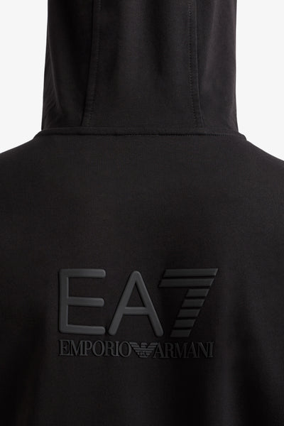 emporio armani ea7 Felpa Full Zip Con Cappuccio Visibility Logo Gommato Sul Retro Nero Uomo, foto 2