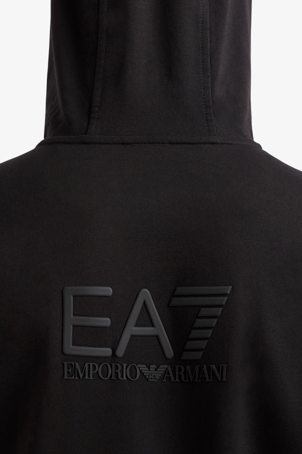 emporio armani ea7 Felpa Full Zip Con Cappuccio Visibility Logo Gommato Sul Retro Nero Uomo, foto 2