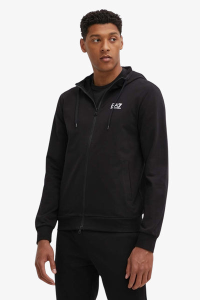 emporio armani ea7 Tuta Full Zip Con Cappuccio Core Identity Nero Uomo, foto 2