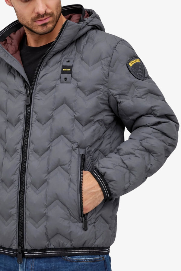 blauer Piumino Full Zip Con Cappuccio Piery Grigio Uomo, foto 2
