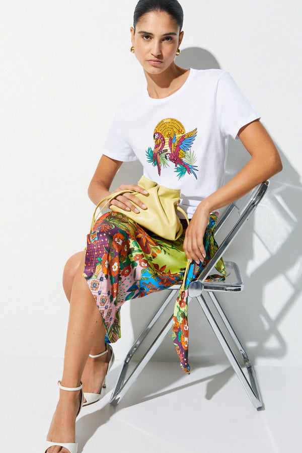 liu jo T-Shirt Maniche Corte Con Stampa E Applicazioni Bianco Donna, foto 2