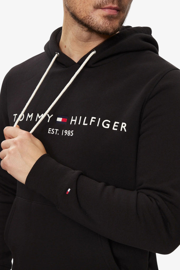tommy hilfiger Felpa Con Cappuccio Flex Logo Ricamato Nero Uomo, foto 2