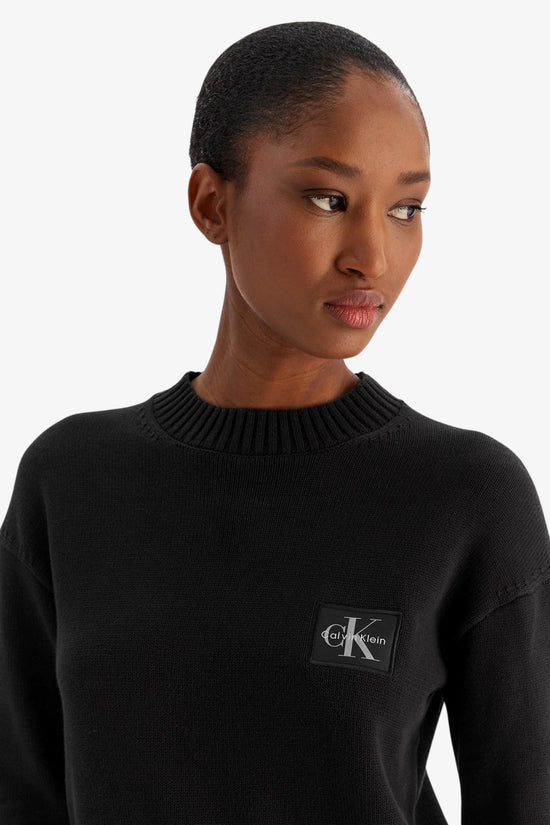  Maglione Girocollo Con Stemma In Maglia Di Cotone calvin klein jeans 