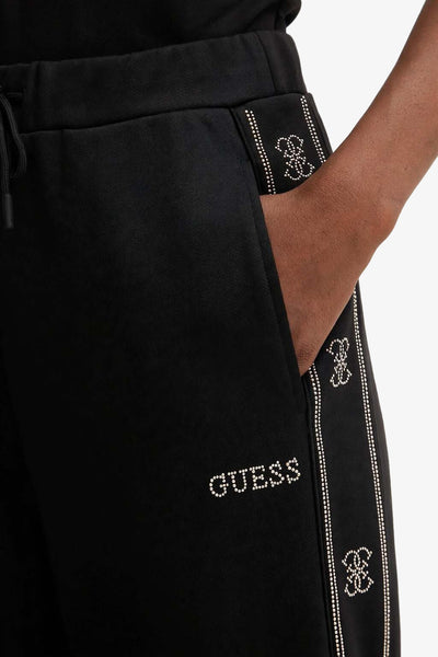 guess Pantaloni Bande Logo Con Borchiette Octavia Nero Donna, foto 2