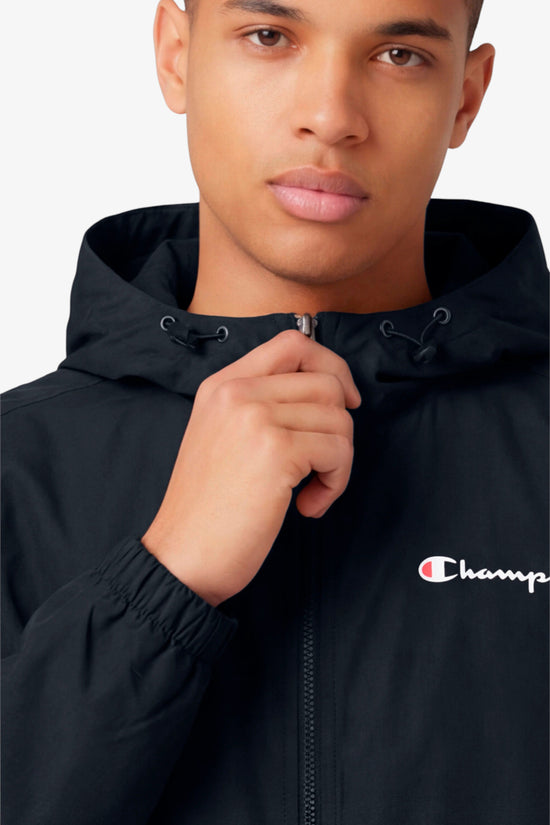  Giacca A Vento Full Zip Con Cappuccio Logo Piccolo champion 