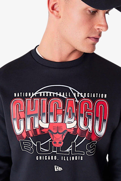 new era Felpa Girocollo Chicago Bulls NBA Tech Nero Uomo, foto 2