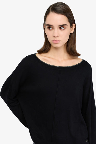 liu jo Maglione Leggero Bordi Lurex Scollo A Barchetta Nero Donna, foto 2