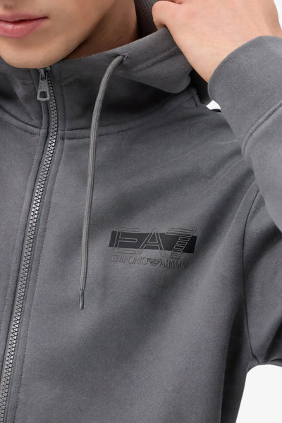 emporio armani ea7 Tuta Full Zip Con Cappuccio Visibility Grigio Uomo, foto 2