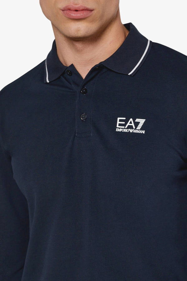emporio armani ea7 Polo Maniche Lunghe Core Identity Blu Uomo, foto 2