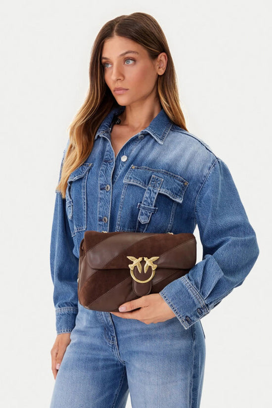  Borsa A Tracolla Classic Love Bag Puff Maxi In Pelle E Camoscio pinko 