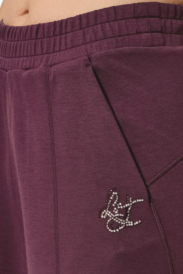 liu jo Pantaloni Scuba Logo Con Applicazioni Rosso Donna, foto 2