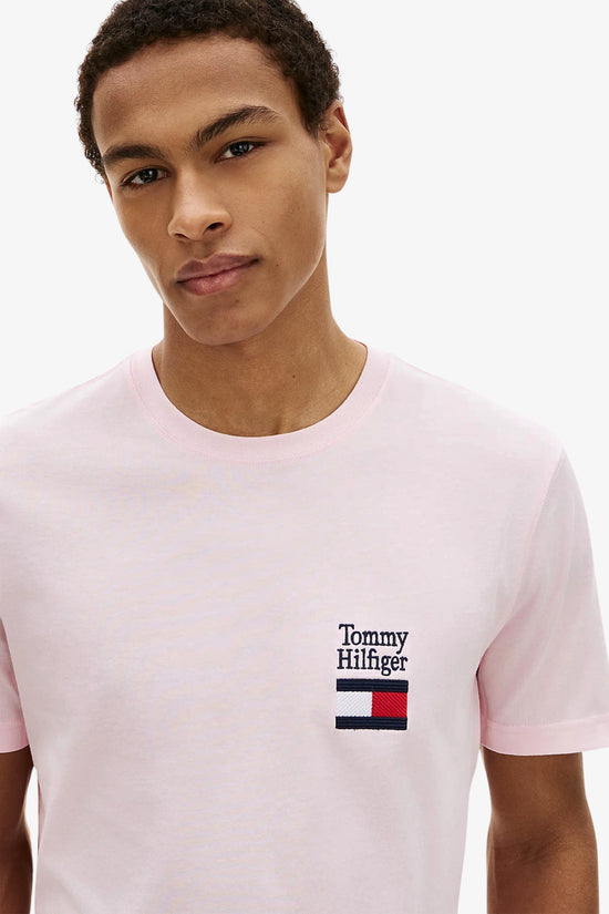  T-Shirt Maniche Corte Con Logo Bandiera Ricamato-tommy hilfiger-Rosa-Special_-Mw0mw42367 tpb-2  