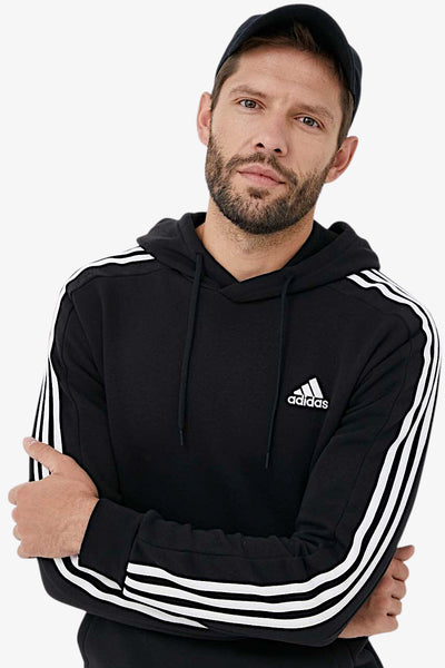 adidas performance Felpa Con Cappuccio Essentials 3-Stripes Nero Uomo, foto 2