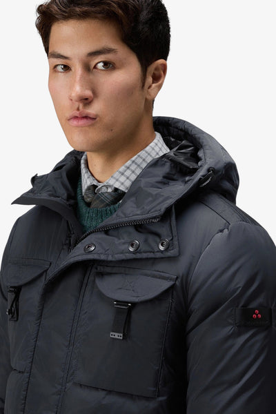 peuterey Giubbotto Field Jacket Full Zip Con Cappuccio Aiptek Nbe 03 Blu Uomo, foto 2