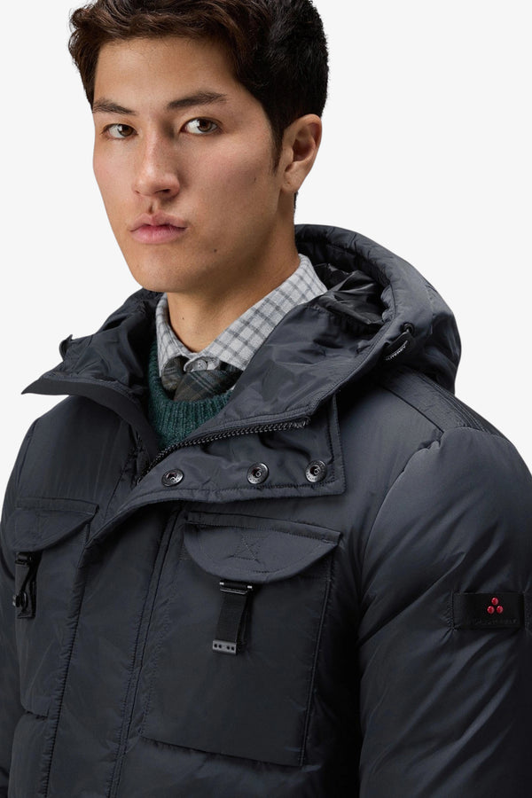 peuterey Giubbotto Field Jacket Full Zip Con Cappuccio Aiptek Nbe 03 Blu Uomo, foto 2