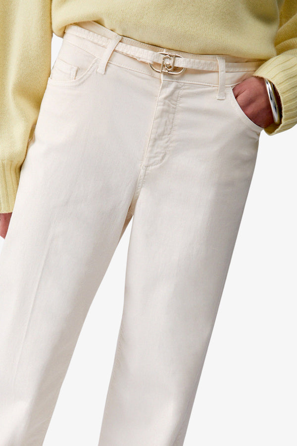 liu jo Pantaloni Flare Con Cintura Bianco Donna, foto 2