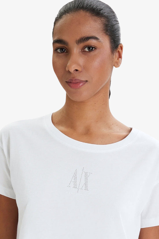  T-Shirt Maniche Corte Logo Icon Con Strass armani exchange 