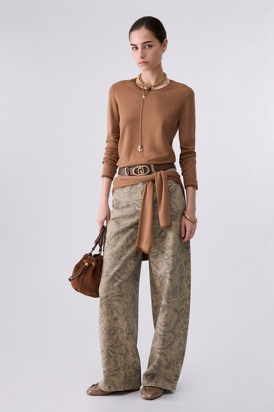  Maglione Girocollo Leggero Con Profili Lurex-liu jo-Marrone-Special_-Wf6015 ms49i 81020-2  