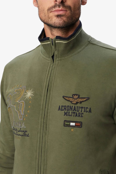aeronautica militare Felpa Full Zip ISMA Verde Uomo, foto 2