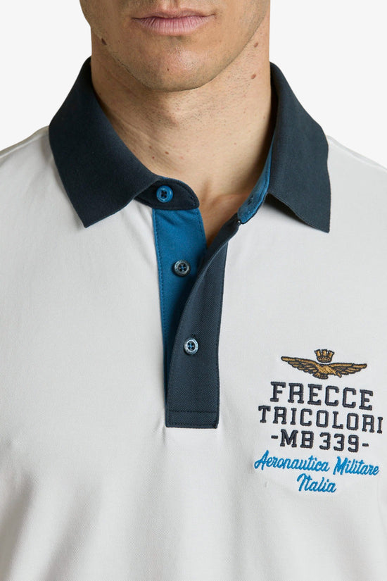  Polo Maniche Corte Con Ricamo Frecce Tricolori E Colletto A Contrasto aeronautica militare 