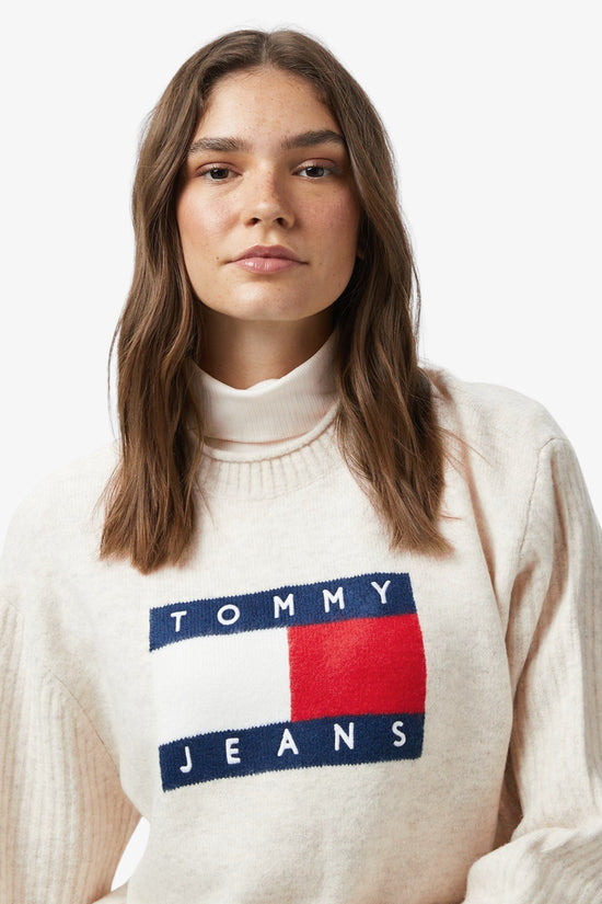  Maglione Girocollo Mélange Con Grafica Bandiera tommy jeans 