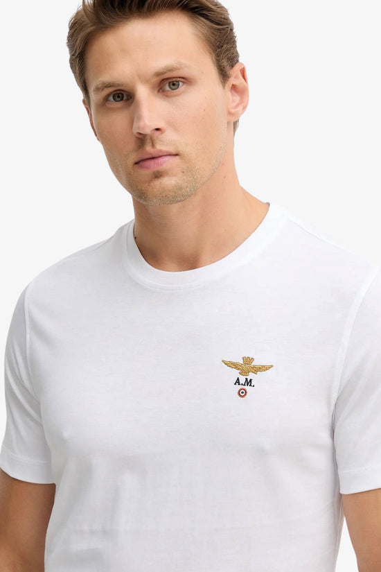 T-Shirt Maniche Corte Piccolo Logo Ricamato aeronautica militare 