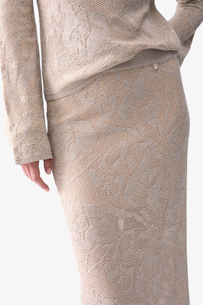 liu jo Gonna Longuette In Pizzo Lamé Beige Donna, foto 2