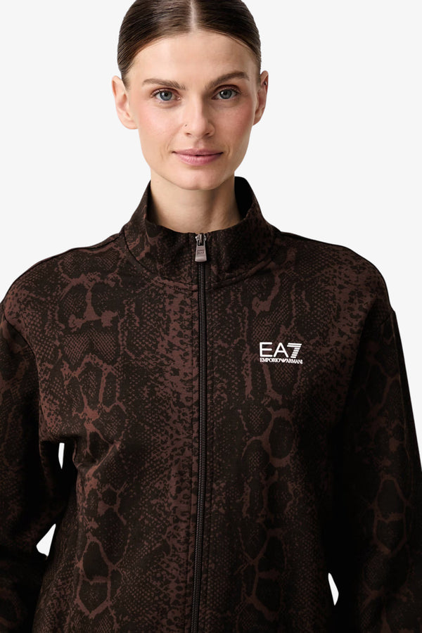 emporio armani ea7 Felpa Full Zip Graphic Series Stampa Pitonata Marrone Donna, foto 2