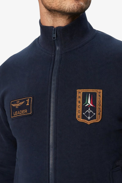 aeronautica militare Felpa Full Zip Leader Blu Uomo, foto 2