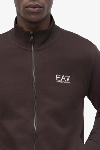 emporio armani ea7 Felpa Full Zip Core Identity Marrone Uomo, foto 2