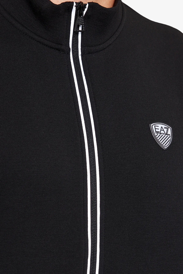 emporio armani ea7 Felpa Full Zip Premium Shield In Misto Viscosa Stretch Nero Uomo, foto 2