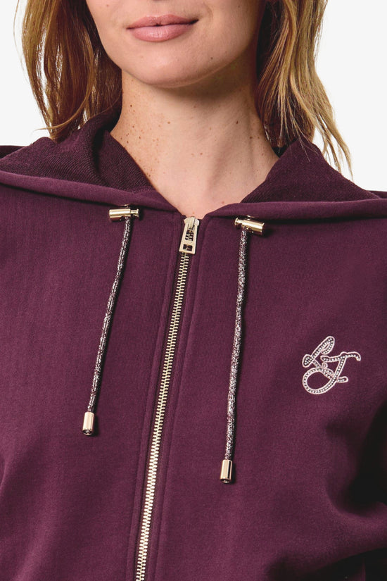  Felpa Full Zip Con Cappuccio Logo Con Strass-liu jo-Rosso-Special_-Tf6069 fs091 91718-2  