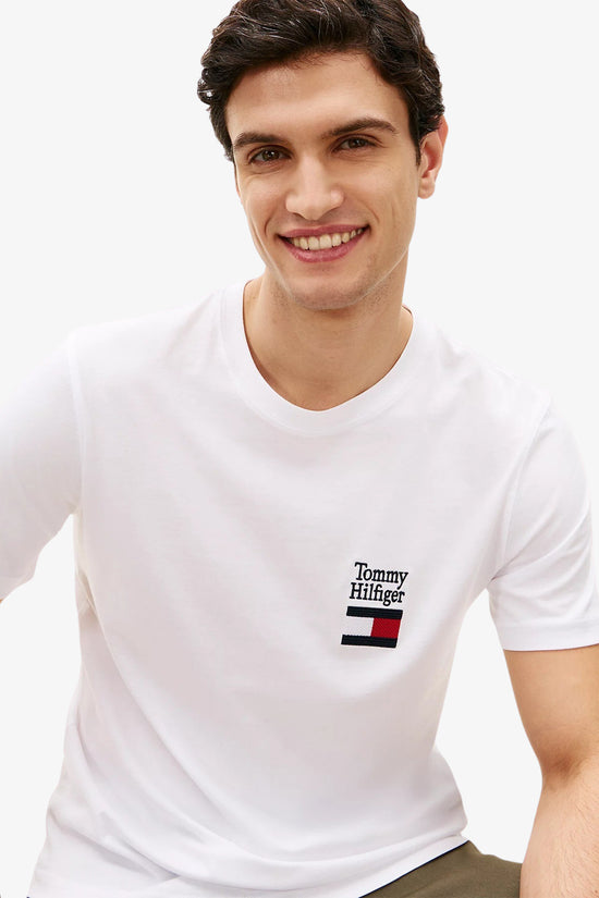  T-Shirt Maniche Corte Con Logo Bandiera Ricamato-tommy hilfiger-Bianco-Special_-Mw0mw42367 ybr-2  