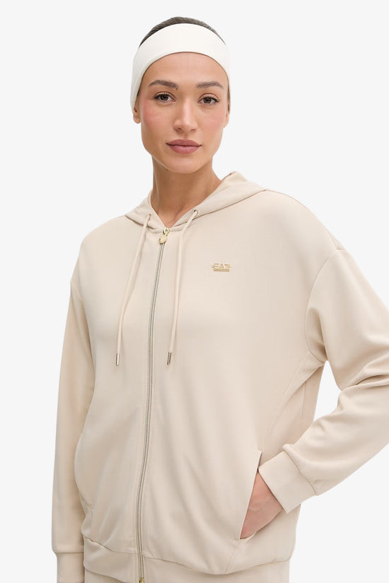  Felpa Full Zip Con Cappuccio Core Lady In Misto Modal Stretch-emporio armani ea7-Beige-Special_-7w000192 af12643 u1088-2  