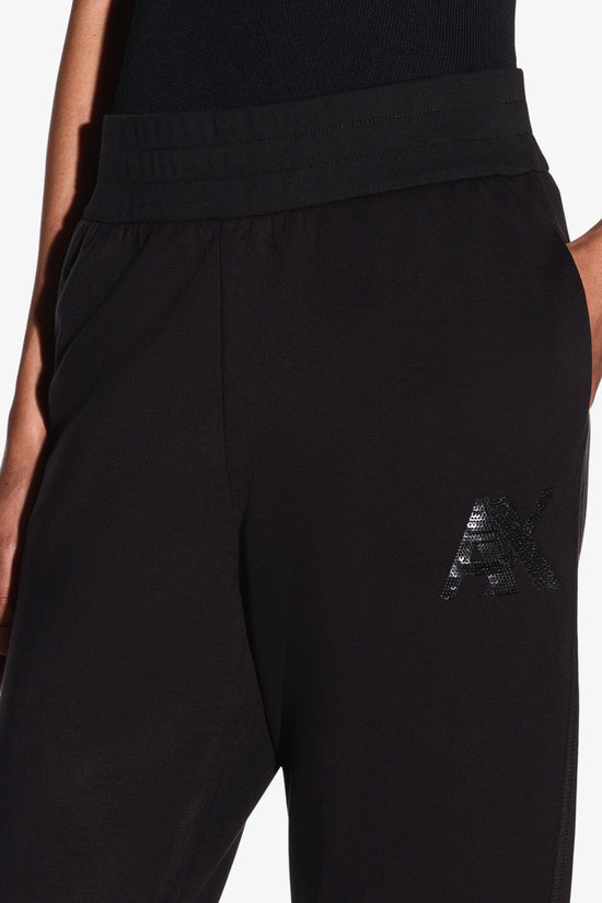  Pantaloni In Scuba Di Viscosa Logo AX Con Paillettes armani exchange 