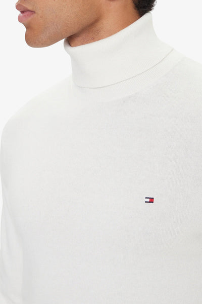 tommy hilfiger Dolcevita Maglione In Misto Cashmere Con Logo Bandierina Ricamato Bianco Uomo, foto 2
