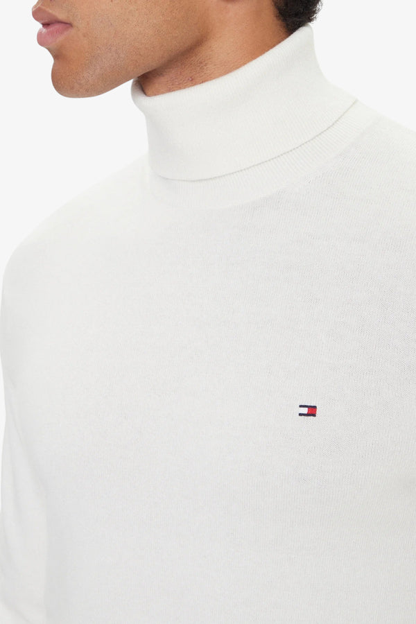 tommy hilfiger Dolcevita Maglione In Misto Cashmere Con Logo Bandierina Ricamato Bianco Uomo, foto 2